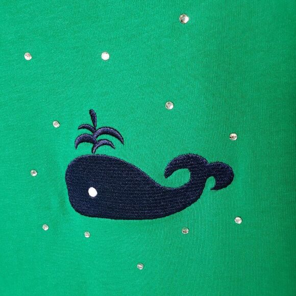 CUTE Vintage Quacker Factory Green Cotton Whale 2piece Pants Set size XS Outfit - Picture 4 of 11